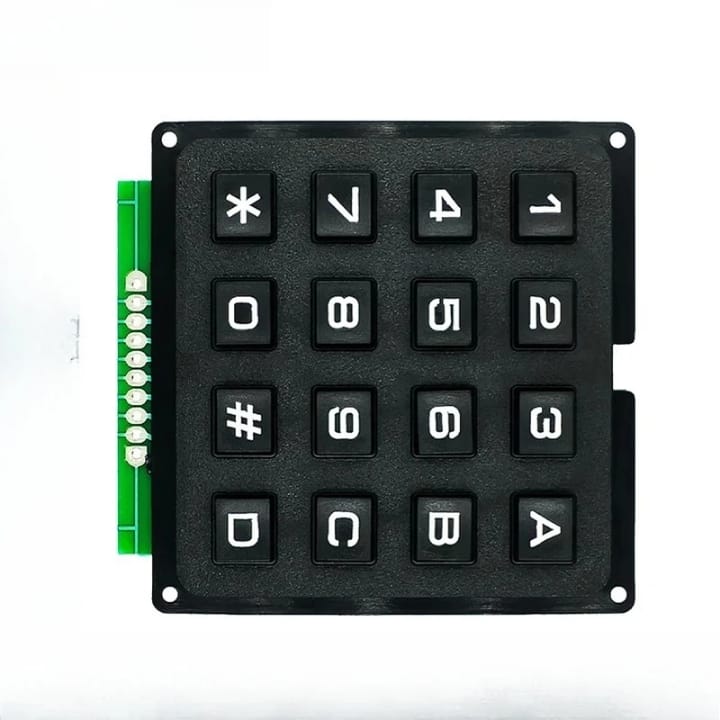 Clavier matriciel 4x4 rigide — 16 touches à poussoirs