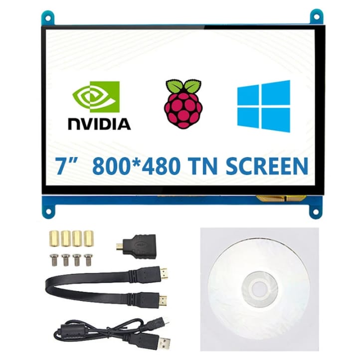 Écran tactile 7 pouces 800x480 HDMI (Raspberry Pi, PC, Nvidia)
