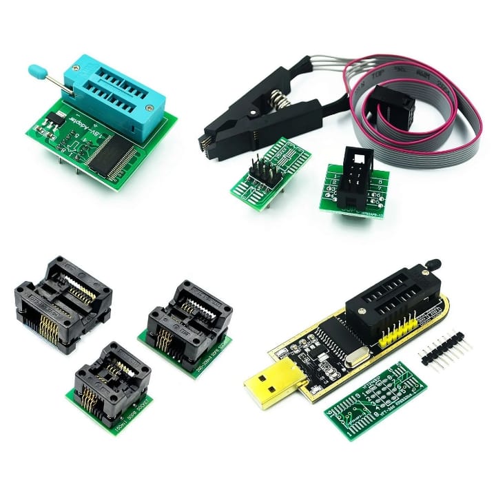 Kit programmateur de puces CH341A + pince SOP8 + adaptateurs